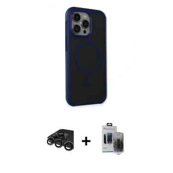 MARSİLYAN™- iPhone 15 Pro Max Kılıf Çekirdek Yansıma Prime - Siyah Vanessa Magic Hayalet Cam + Raze Metal Kamera Lens - TMGI