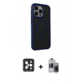 MARSİLYAN™- iPhone 15 Pro Max Kılıf Çekirdek Yansıma Prime - Siyah Vanessa Magic Hayalet Cam + PVD Metal Kamera Lens - SH