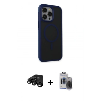 MARSİLYAN™- iPhone 15 Pro Max Kılıf Çekirdek Yansıma Prime - Siyah Vanessa Magic Hayalet Cam + Raze Metal Kamera Lens - SH