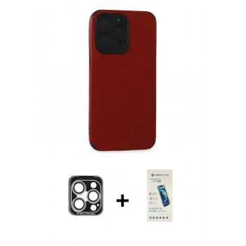 MARSİLYAN™- iPhone 15 Pro Max Kılıf Doruk Asil Koleksiyonu - Şeffaf Pasifik Cam Ekran Koruyucu + PVD Metal Kamera Lens - GS