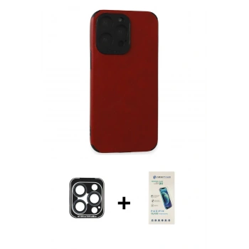 MARSİLYAN™- iPhone 15 Pro Max Kılıf Doruk Asil Koleksiyonu - Şeffaf Pasifik Cam Ekran Koruyucu + PVD Metal Kamera Lens - LT