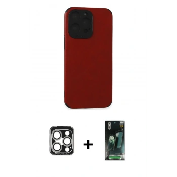 MARSİLYAN™- iPhone 15 Pro Max Kılıf Doruk Asil Koleksiyonu - Siyah 360 Mat Full Body Arka Koruyucu + PVD Metal Kamera Lens - GS