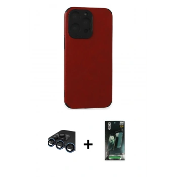 MARSİLYAN™- iPhone 15 Pro Max Kılıf Doruk Asil Koleksiyonu - Siyah 360 Mat Full Body Arka Koruyucu + Raze Metal Kamera Lens - LT