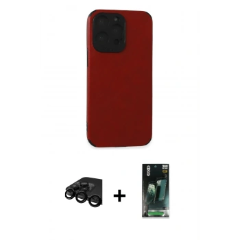 MARSİLYAN™- iPhone 15 Pro Max Kılıf Doruk Asil Koleksiyonu - Siyah 360 Mat Full Body Arka Koruyucu + Raze Metal Kamera Lens - SH