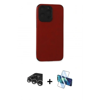 MARSİLYAN™- iPhone 15 Pro Max Kılıf Doruk Asil Koleksiyonu - Siyah 3D Antistatik Seramik Nano Ekran Koruyucu + Raze Metal Kamera Lens - GS