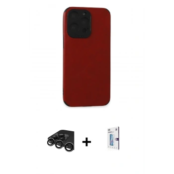 MARSİLYAN™- iPhone 15 Pro Max Kılıf Doruk Asil Koleksiyonu - Siyah Bilvis 0.18mm Plus Cam Ekran Koruyucu + Raze Metal Kamera Lens - TMGI