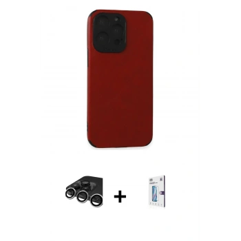 MARSİLYAN™- iPhone 15 Pro Max Kılıf Doruk Asil Koleksiyonu - Siyah Bilvis 0.18mm Plus Cam Ekran Koruyucu + Raze Metal Kamera Lens - GS