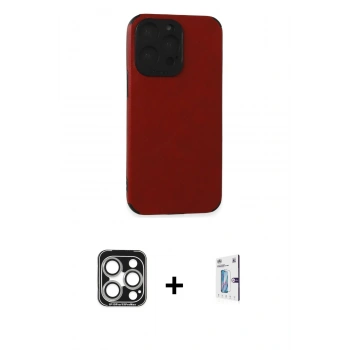 MARSİLYAN™- iPhone 15 Pro Max Kılıf Doruk Asil Koleksiyonu - Siyah Bilvis 0.18mm Plus Cam Ekran Koruyucu + PVD Metal Kamera Lens - GS