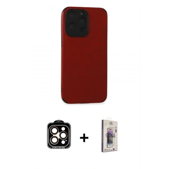MARSİLYAN™- iPhone 15 Pro Max Kılıf Doruk Asil Koleksiyonu - Siyah Bilvis 3D Cam Ekran Koruyucu + PVD Metal Kamera Lens - TU