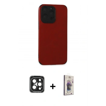 MARSİLYAN™- iPhone 15 Pro Max Kılıf Doruk Asil Koleksiyonu - Siyah Bilvis 3D Cam Ekran Koruyucu + PVD Metal Kamera Lens - SH