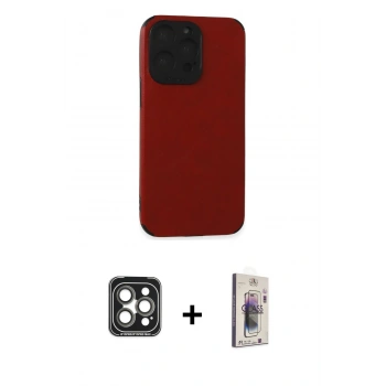 MARSİLYAN™- iPhone 15 Pro Max Kılıf Doruk Asil Koleksiyonu - Siyah Bilvis 3D Cam Ekran Koruyucu + PVD Metal Kamera Lens - GI