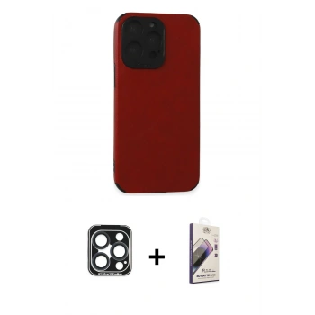 MARSİLYAN™- iPhone 15 Pro Max Kılıf Doruk Asil Koleksiyonu - Siyah Bilvis 3D Mat Cam Ekran Koruyucu + PVD Metal Kamera Lens - LT