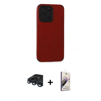 MARSİLYAN™- iPhone 15 Pro Max Kılıf Doruk Asil Koleksiyonu - Siyah Bilvis 3D Mat Cam Ekran Koruyucu + Raze Metal Kamera Lens - LT