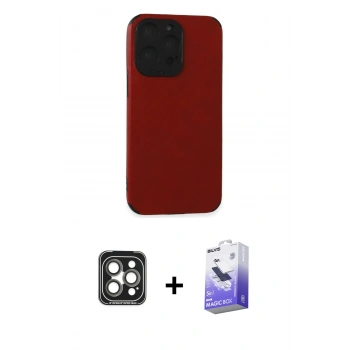MARSİLYAN™- iPhone 15 Pro Max Kılıf Doruk Asil Koleksiyonu - Siyah Bilvis 5in1 5D Magic Hayalet Cam Ekran Koruyucu + PVD Metal Kamera Lens - GI