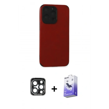 MARSİLYAN™- iPhone 15 Pro Max Kılıf Doruk Asil Koleksiyonu - Siyah Bilvis 5in1 5D Magic Hayalet Cam Ekran Koruyucu + PVD Metal Kamera Lens - LT