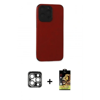 MARSİLYAN™- iPhone 15 Pro Max Kılıf Doruk Asil Koleksiyonu - Siyah Buffer Cam Ekran Koruyucu + PVD Metal Kamera Lens - GS