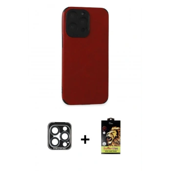 MARSİLYAN™- iPhone 15 Pro Max Kılıf Doruk Asil Koleksiyonu - Siyah Buffer Cam Ekran Koruyucu + PVD Metal Kamera Lens - LT