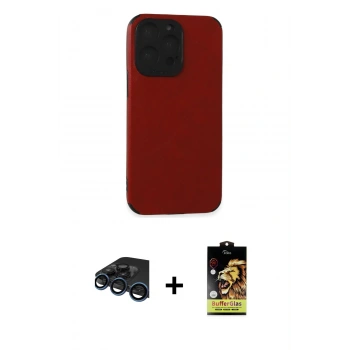 MARSİLYAN™- iPhone 15 Pro Max Kılıf Doruk Asil Koleksiyonu - Siyah Buffer Cam Ekran Koruyucu + Raze Metal Kamera Lens - LT