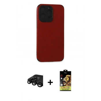 MARSİLYAN™- iPhone 15 Pro Max Kılıf Doruk Asil Koleksiyonu - Siyah Buffer Cam Ekran Koruyucu + Raze Metal Kamera Lens - SH