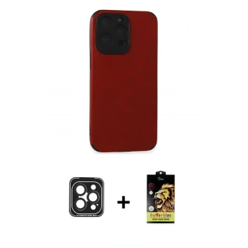 MARSİLYAN™- iPhone 15 Pro Max Kılıf Doruk Asil Koleksiyonu - Siyah Buffer Cam Ekran Koruyucu + PVD Metal Kamera Lens - SH