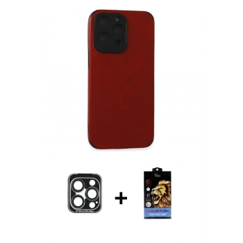 MARSİLYAN™- iPhone 15 Pro Max Kılıf Doruk Asil Koleksiyonu - Siyah Buffer Hayalet Cam Ekran Koruyucu + PVD Metal Kamera Lens - LT