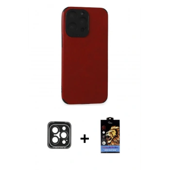MARSİLYAN™- iPhone 15 Pro Max Kılıf Doruk Asil Koleksiyonu - Siyah Buffer Hayalet Cam Ekran Koruyucu + PVD Metal Kamera Lens - SH