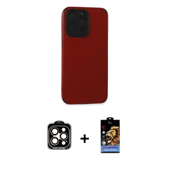 MARSİLYAN™- iPhone 15 Pro Max Kılıf Doruk Asil Koleksiyonu - Siyah Buffer Hayalet Cam Ekran Koruyucu + PVD Metal Kamera Lens - TU