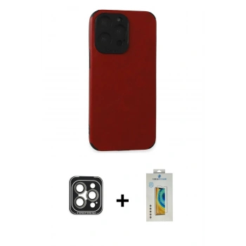 MARSİLYAN™- iPhone 15 Pro Max Kılıf Doruk Asil Koleksiyonu - Siyah Polymer Nano Ekran Koruyucu + PVD Metal Kamera Lens - GI