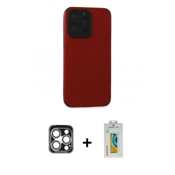 MARSİLYAN™- iPhone 15 Pro Max Kılıf Doruk Asil Koleksiyonu - Siyah Polymer Nano Ekran Koruyucu + PVD Metal Kamera Lens - GS