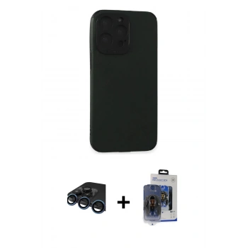 MARSİLYAN™- iPhone 15 Pro Max Kılıf Doruk Asil Koleksiyonu - Siyah Vanessa Magic Cam + Raze Metal Kamera Lens - LT