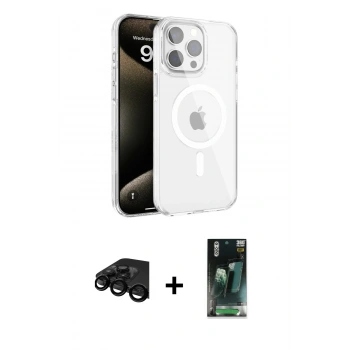 MARSİLYAN™- iPhone 15 Pro Max Kılıf Doruk Doku Özel Seri - Şeffaf 360 Full Body Arka Koruyucu + Raze Metal Kamera Lens - SH