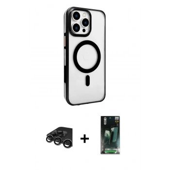 MARSİLYAN™- iPhone 15 Pro Max Kılıf Doruk Doku Özel Seri - Siyah 360 Mat Full Body Arka Koruyucu + Raze Metal Kamera Lens - TMGI