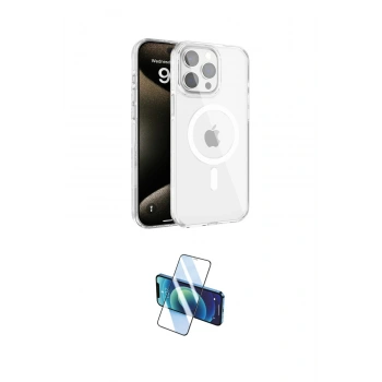 MARSİLYAN™- iPhone 15 Pro Max Kılıf Doruk Doku Özel Seri - Siyah 3D Antistatik Seramik Nano Ekran Koruyucu
