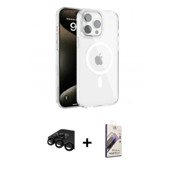 MARSİLYAN™- iPhone 15 Pro Max Kılıf Doruk Doku Özel Seri - Siyah Bilvis 3D Mat Cam Ekran Koruyucu + Raze Metal Kamera Lens - SH