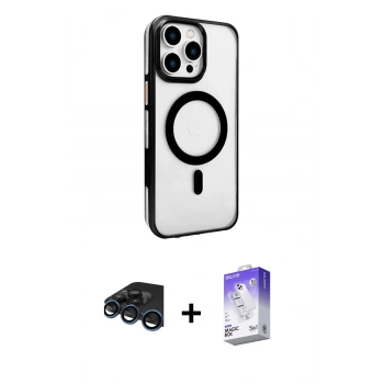 MARSİLYAN™- iPhone 15 Pro Max Kılıf Doruk Doku Özel Seri - Siyah Bilvis 5in1 3D Magic Cam Ekran Koruyucu + Raze Metal Kamera Lens - LT