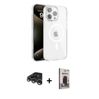 MARSİLYAN™- iPhone 15 Pro Max Kılıf Doruk Doku Özel Seri - Siyah Bilvis Hayalet Cam Ekran Koruyucu + Raze Metal Kamera Lens - GS