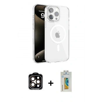 MARSİLYAN™- iPhone 15 Pro Max Kılıf Doruk Doku Özel Seri - Siyah Polymer Nano Ekran Koruyucu + PVD Metal Kamera Lens - TU