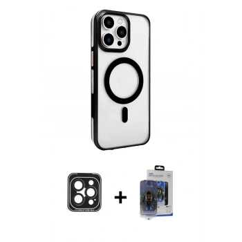 MARSİLYAN™- iPhone 15 Pro Max Kılıf Doruk Doku Özel Seri - Siyah Vanessa Magic Cam + PVD Metal Kamera Lens - SH