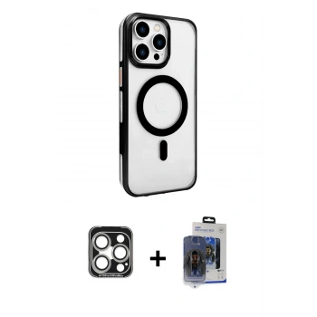 MARSİLYAN™- iPhone 15 Pro Max Kılıf Doruk Doku Özel Seri - Siyah Vanessa Magic Cam + PVD Metal Kamera Lens - GS