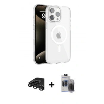 MARSİLYAN™- iPhone 15 Pro Max Kılıf Doruk Doku Özel Seri - Siyah Vanessa Magic Hayalet Cam + Raze Metal Kamera Lens - TMGI
