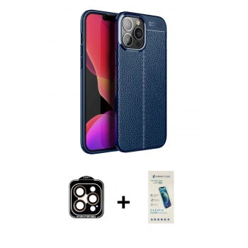 MARSİLYAN™- iPhone 15 Pro Max Kılıf Doruk Klasik Özel Seri - Şeffaf Pasifik Cam Ekran Koruyucu + PVD Metal Kamera Lens - TU