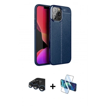 MARSİLYAN™- iPhone 15 Pro Max Kılıf Doruk Klasik Özel Seri - Siyah 3D Antistatik Seramik Nano Ekran Koruyucu + Raze Metal Kamera Lens - LT