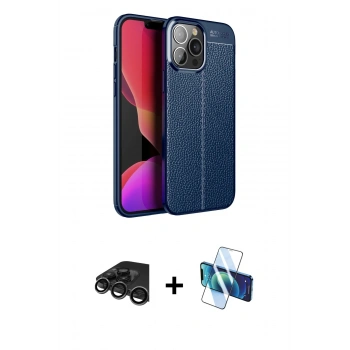 MARSİLYAN™- iPhone 15 Pro Max Kılıf Doruk Klasik Özel Seri - Siyah 3D Antistatik Seramik Nano Ekran Koruyucu + Raze Metal Kamera Lens - TMGI
