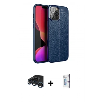 MARSİLYAN™- iPhone 15 Pro Max Kılıf Doruk Klasik Özel Seri - Siyah Bilvis 0.18mm Plus Cam Ekran Koruyucu + Raze Metal Kamera Lens - LT