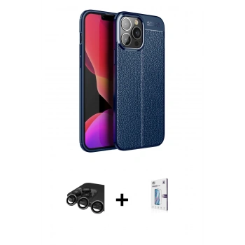 MARSİLYAN™- iPhone 15 Pro Max Kılıf Doruk Klasik Özel Seri - Siyah Bilvis 0.18mm Plus Cam Ekran Koruyucu + Raze Metal Kamera Lens - TMGI