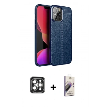 MARSİLYAN™- iPhone 15 Pro Max Kılıf Doruk Klasik Özel Seri - Siyah Bilvis 3D Mat Cam Ekran Koruyucu + PVD Metal Kamera Lens - GI