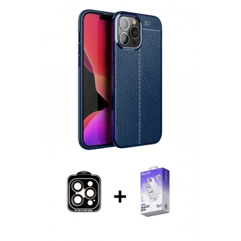 MARSİLYAN™- iPhone 15 Pro Max Kılıf Doruk Klasik Özel Seri - Siyah Bilvis 5in1 3D Magic Cam Ekran Koruyucu + PVD Metal Kamera Lens - TU