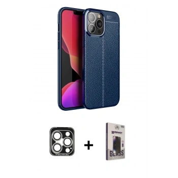 MARSİLYAN™- iPhone 15 Pro Max Kılıf Doruk Klasik Özel Seri - Siyah Bilvis Hayalet Cam Ekran Koruyucu + PVD Metal Kamera Lens - GS