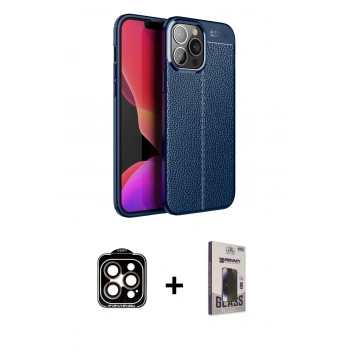 MARSİLYAN™- iPhone 15 Pro Max Kılıf Doruk Klasik Özel Seri - Siyah Bilvis Hayalet Cam Ekran Koruyucu + PVD Metal Kamera Lens - TU