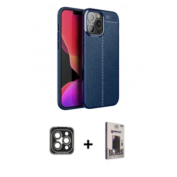 MARSİLYAN™- iPhone 15 Pro Max Kılıf Doruk Klasik Özel Seri - Siyah Bilvis Hayalet Cam Ekran Koruyucu + PVD Metal Kamera Lens - GI